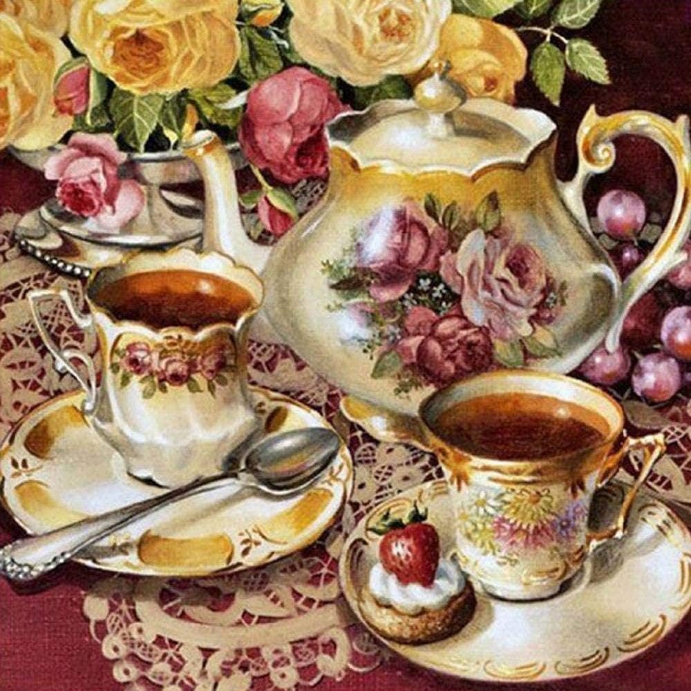 Relaxing Rose Teacup Cross Stitch Kit for Beautiful Home Decor