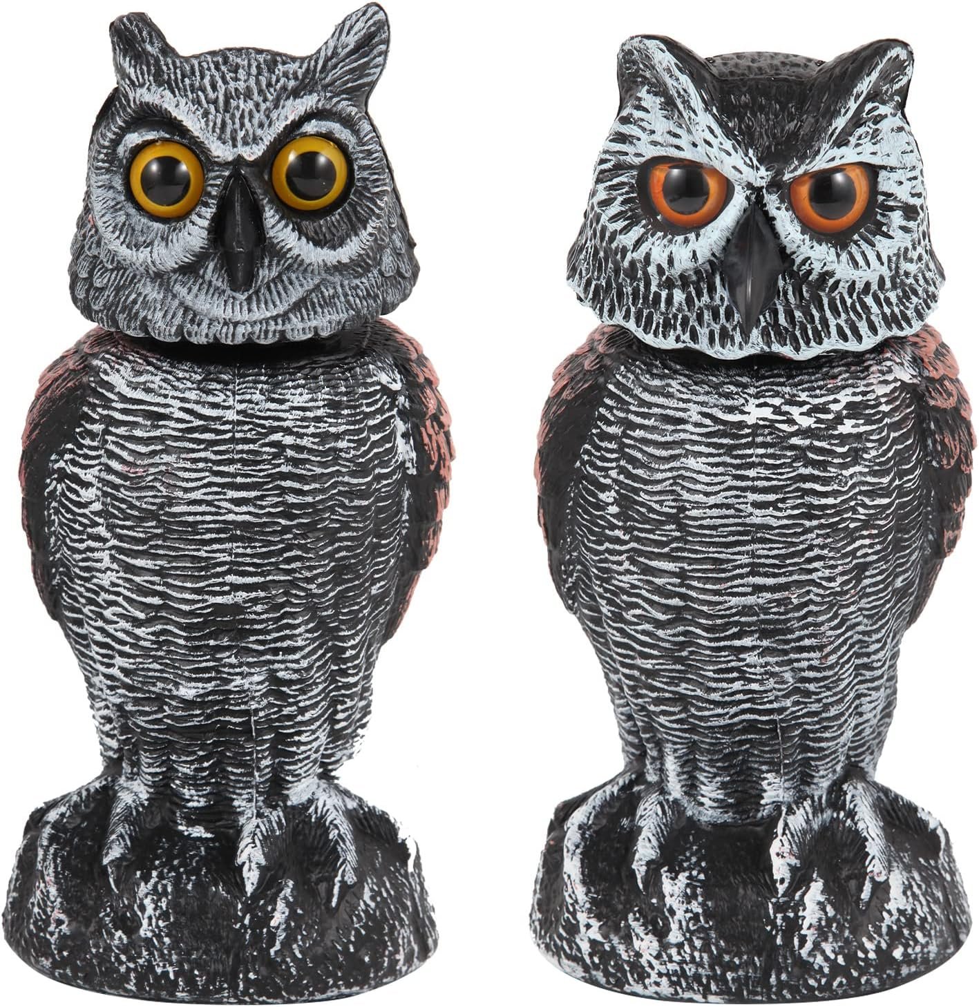 Rotating Head Owl Decoys - 2 Pack Bird Deterrent