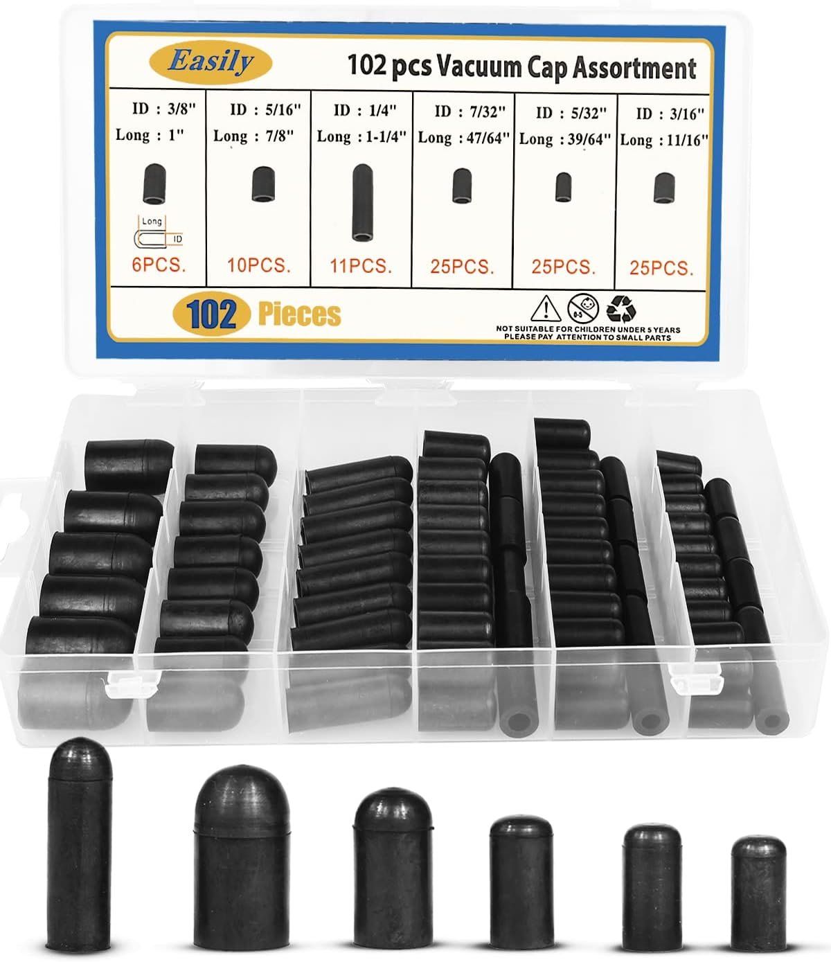 Comprehensive Rubber Vacuum Caps Plug Kit