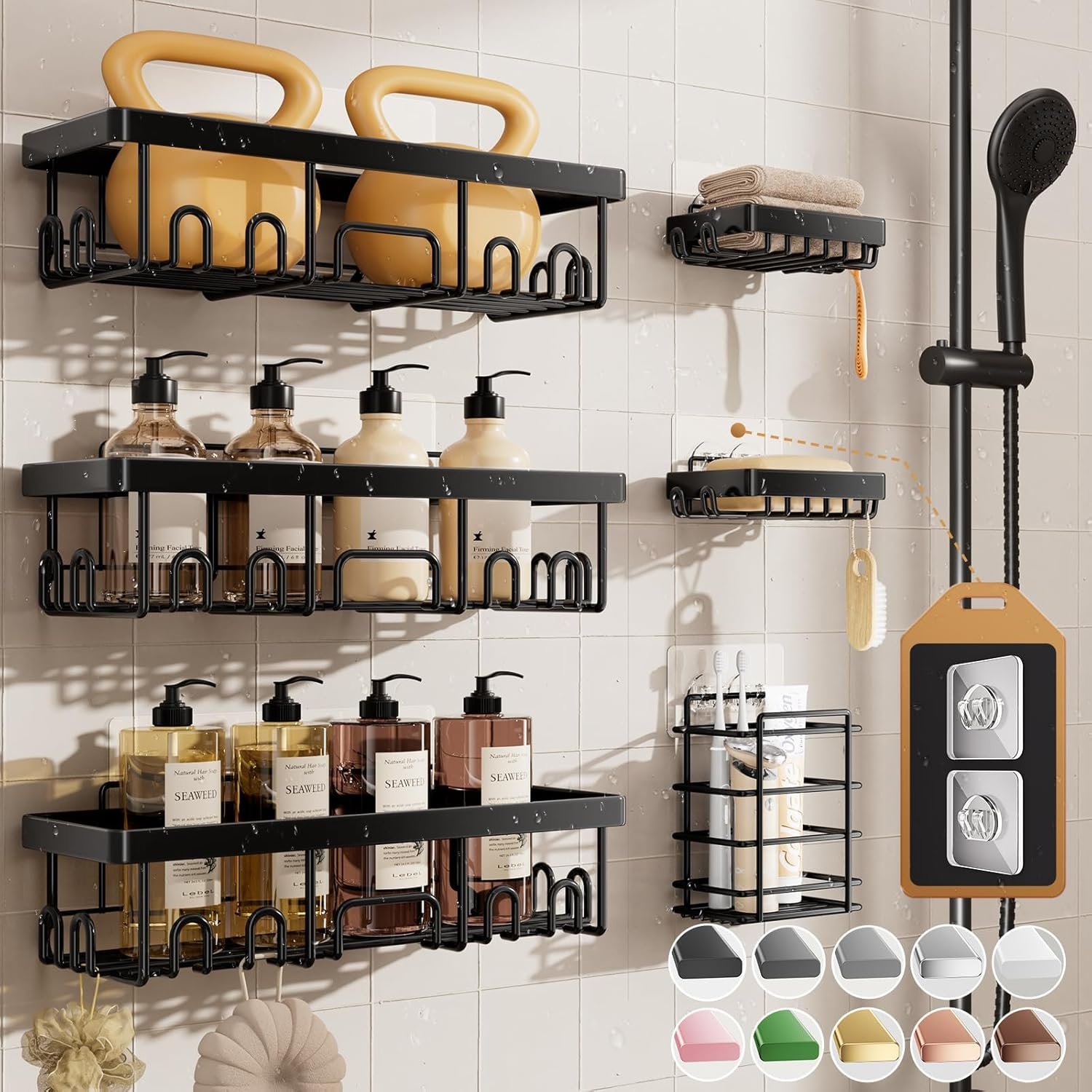 Rustproof Shower Caddy 6-Pack for Clutter-Free Baths