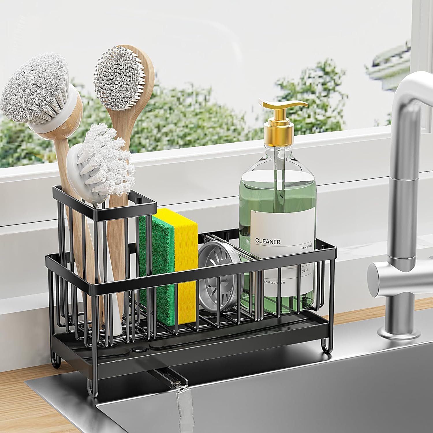 Rustproof Sink Caddy: Keeps Sponges & Brushes Organized