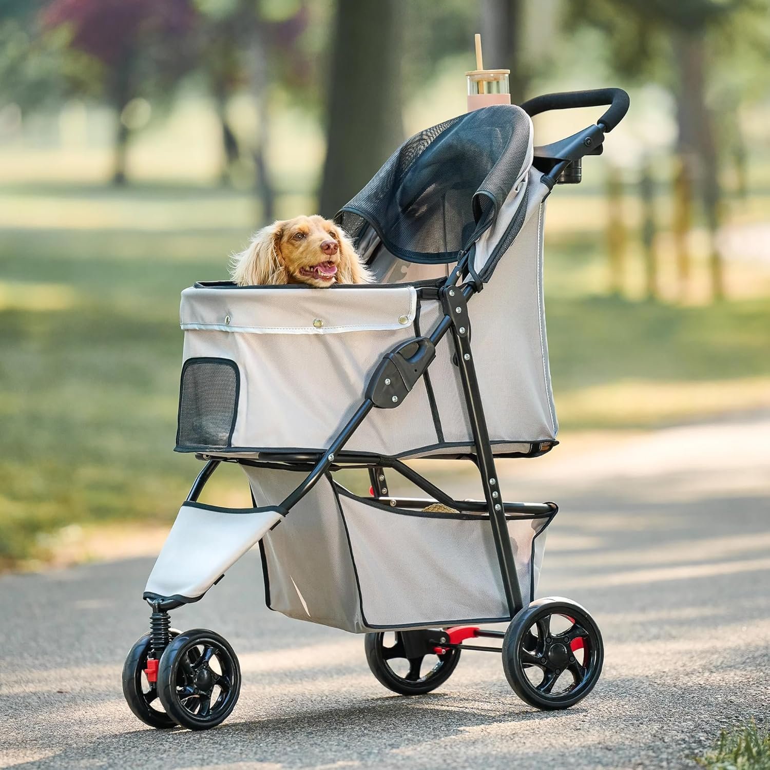 Safe & Stylish Pet Stroller with 360° Maneuverability