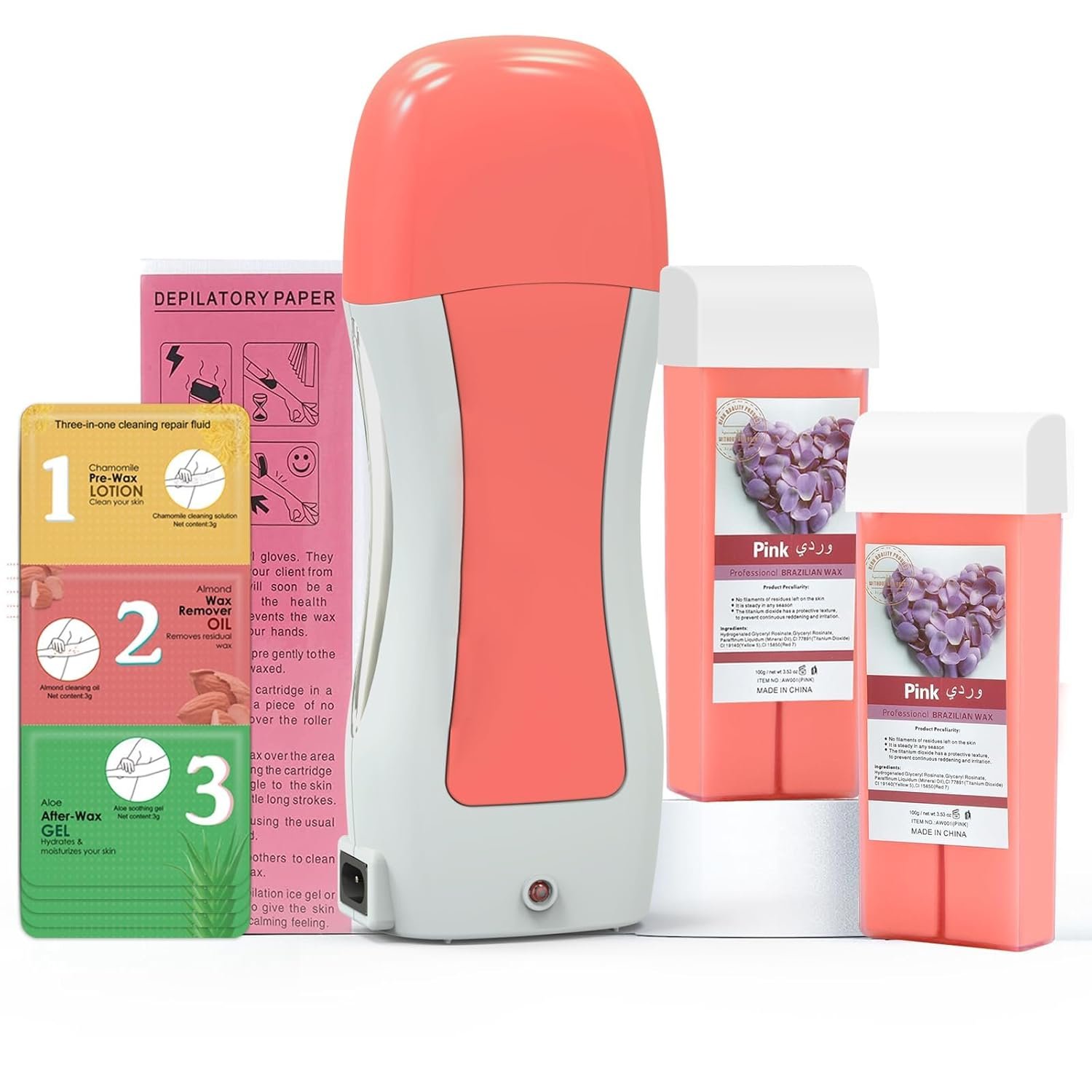 Salon-Worthy Hair Removal: Roll-On Wax Kit with Rose Wax