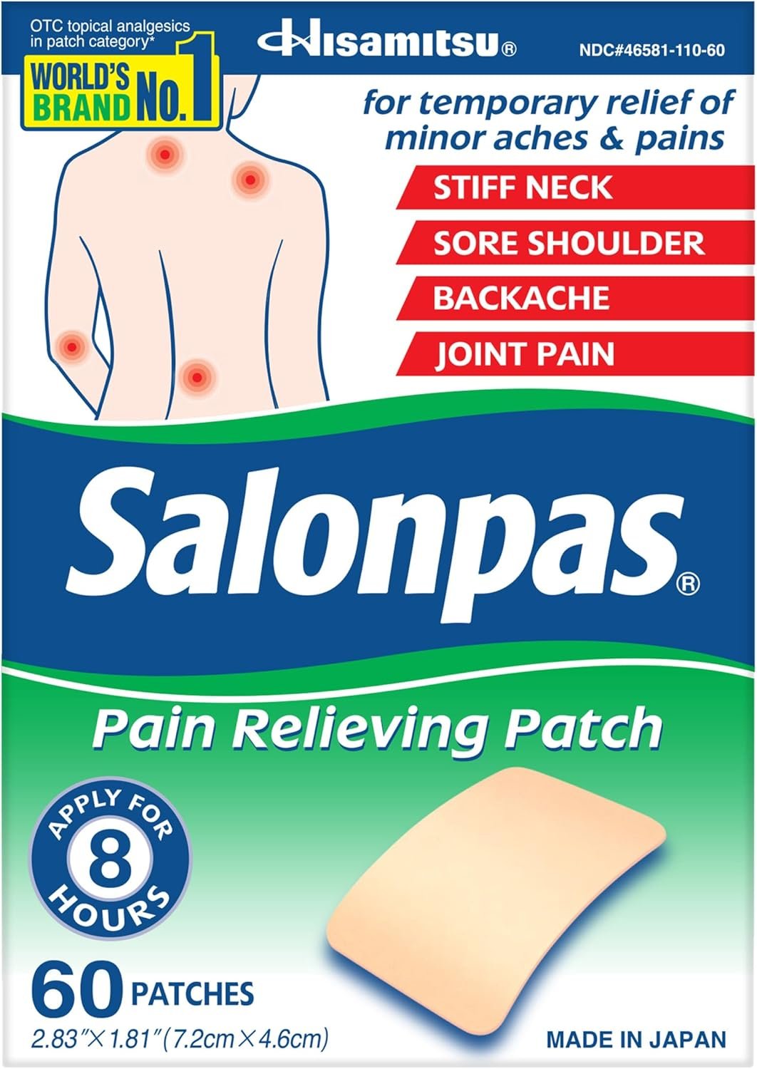 Instant Pain Relief with Salonpas Patch - 60 Count