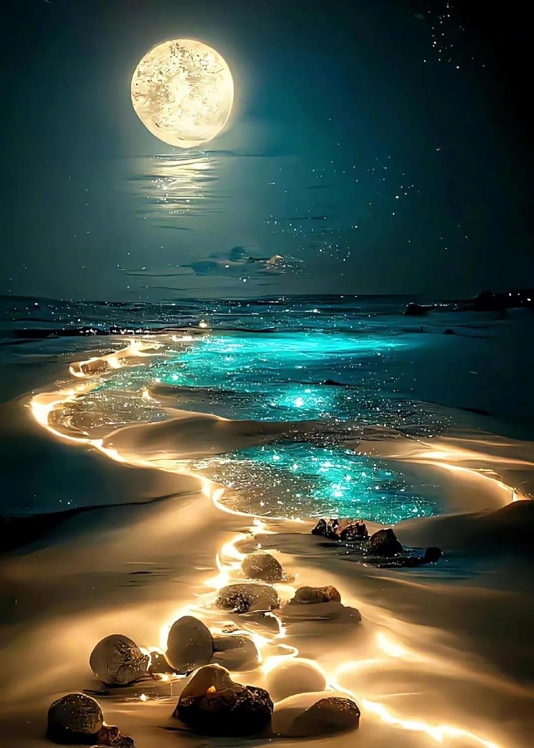 Seaside Moonlight Diamond Painting Kit for Adults