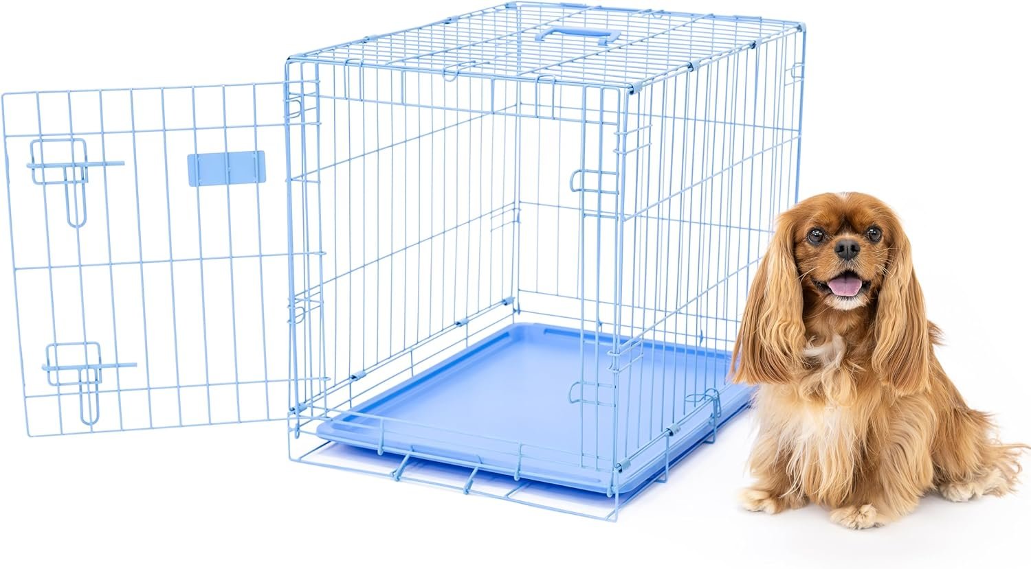 Secure Blue Metal Dog Crate - Small Breed Comfort