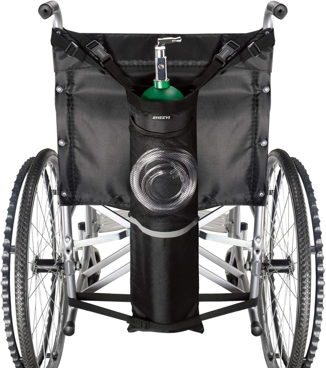 Secure Wheelchair Oxygen Cylinder Bag with Buckles