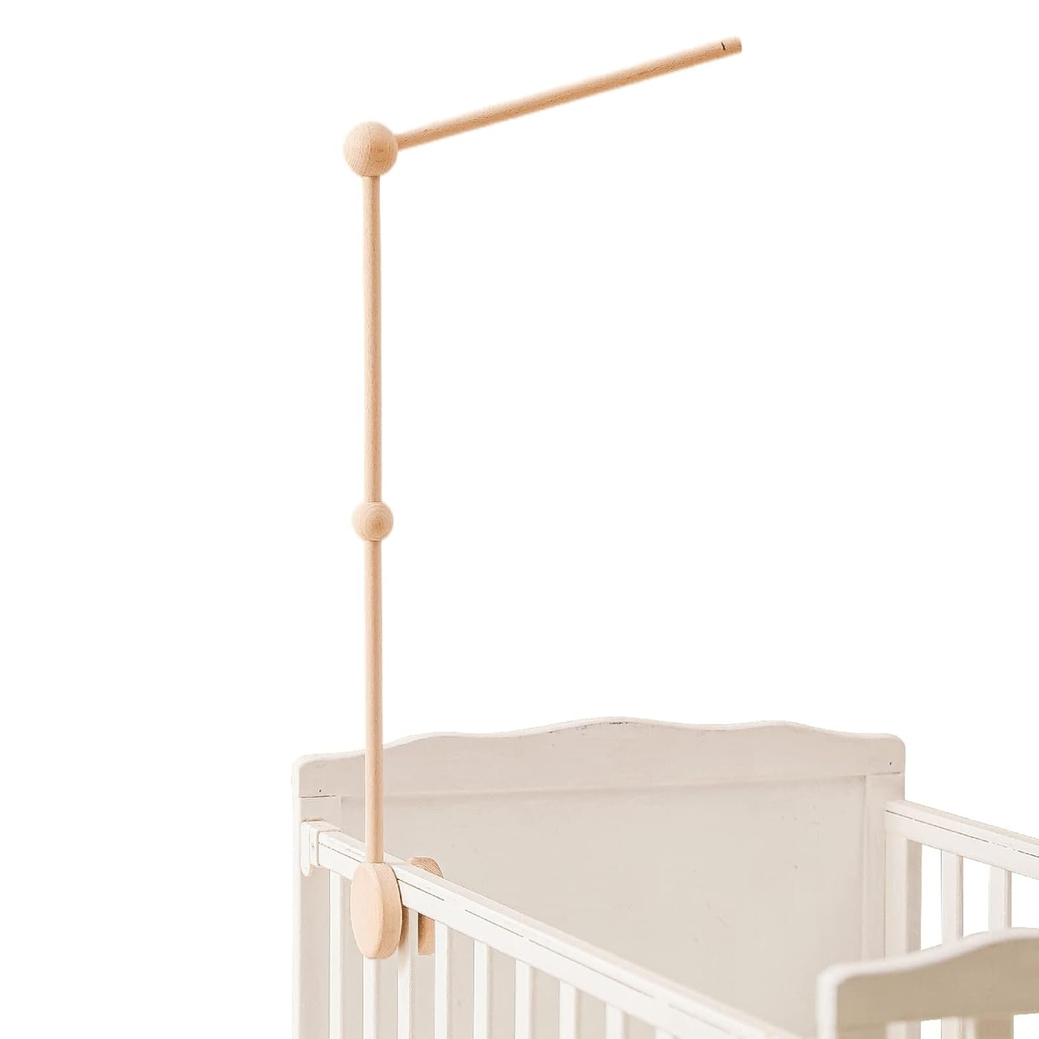 Secure Wooden Arm Keeps Baby Mobiles in Place