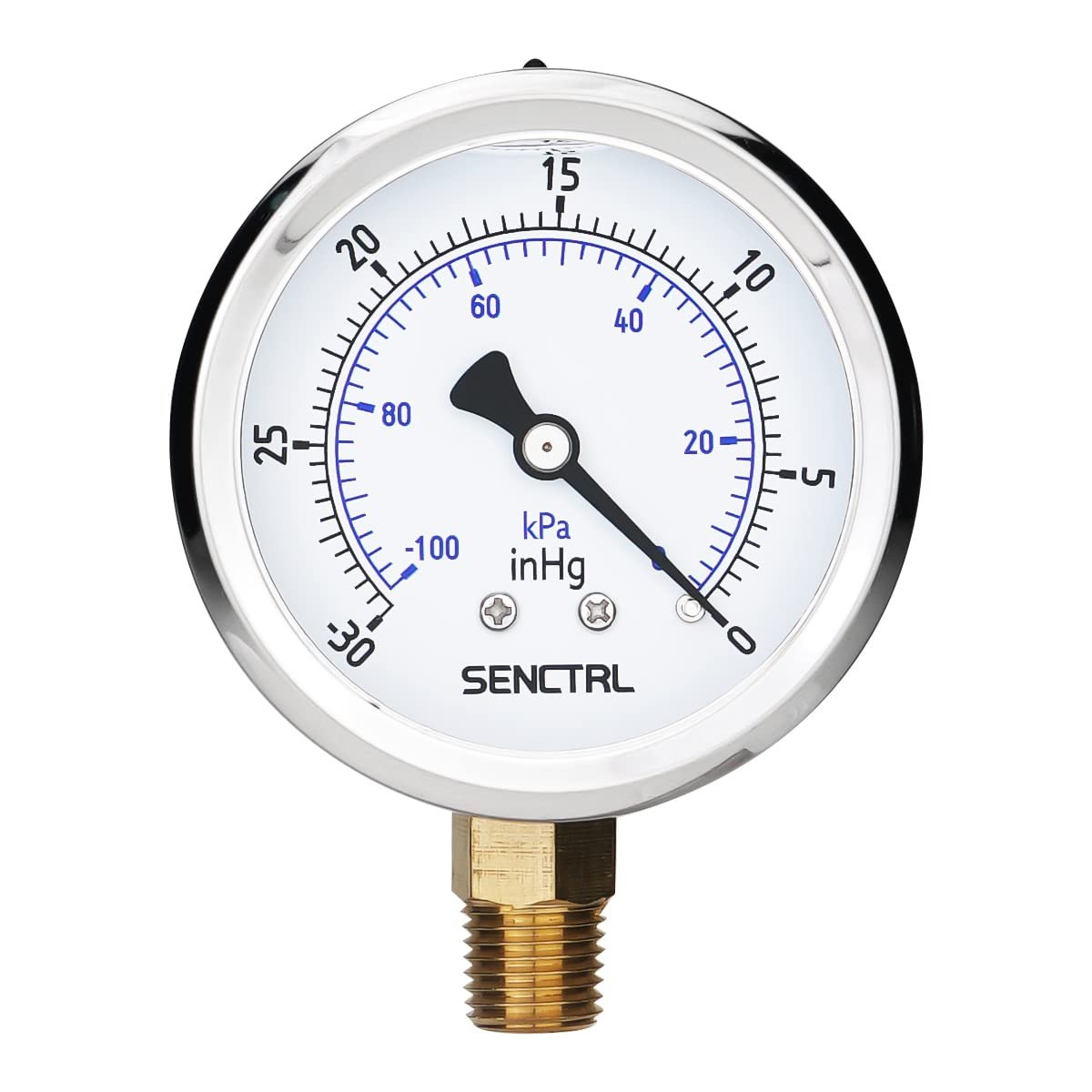 SENCTRL 30 inHg Low Pressure Gauge for HVAC & Air Pumps