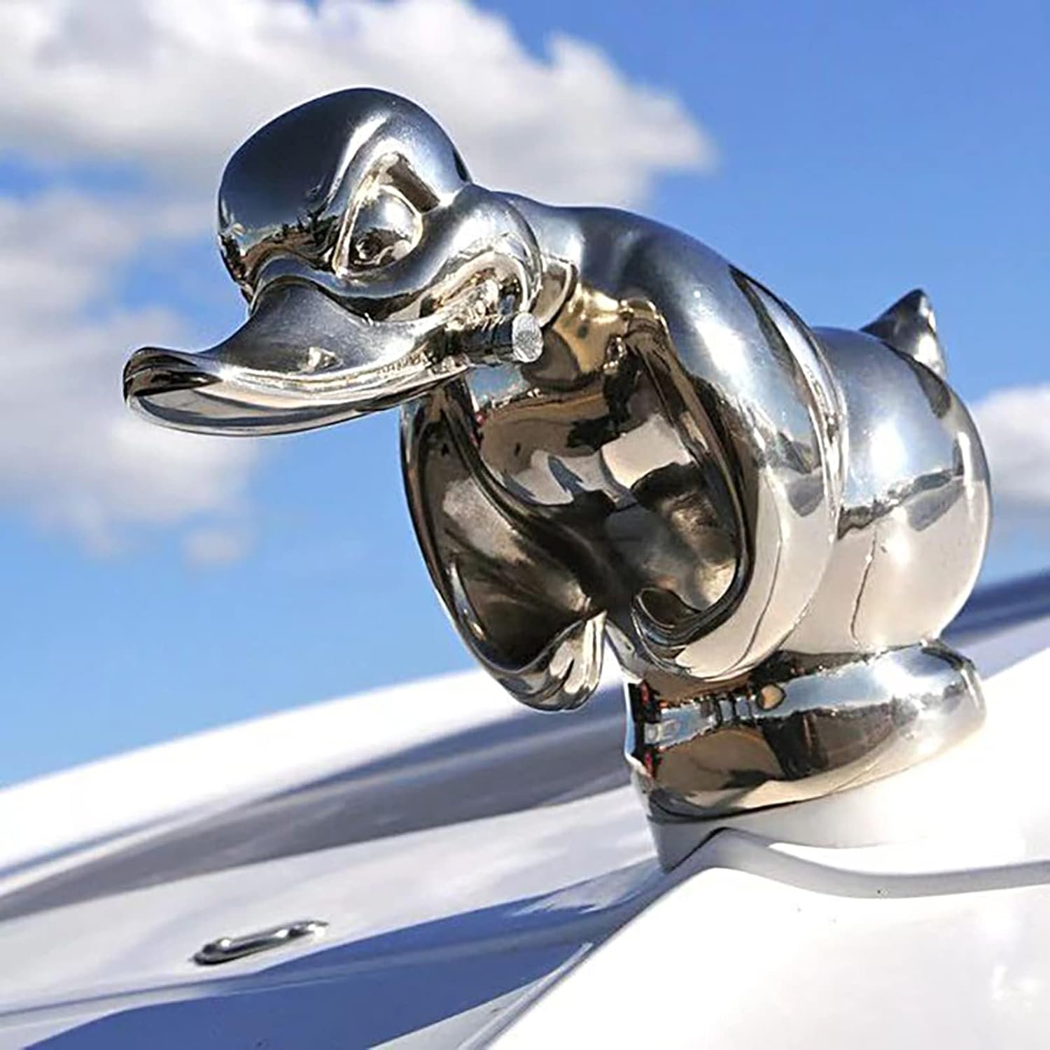 Shiny Angry Duck Metal Hood Ornament