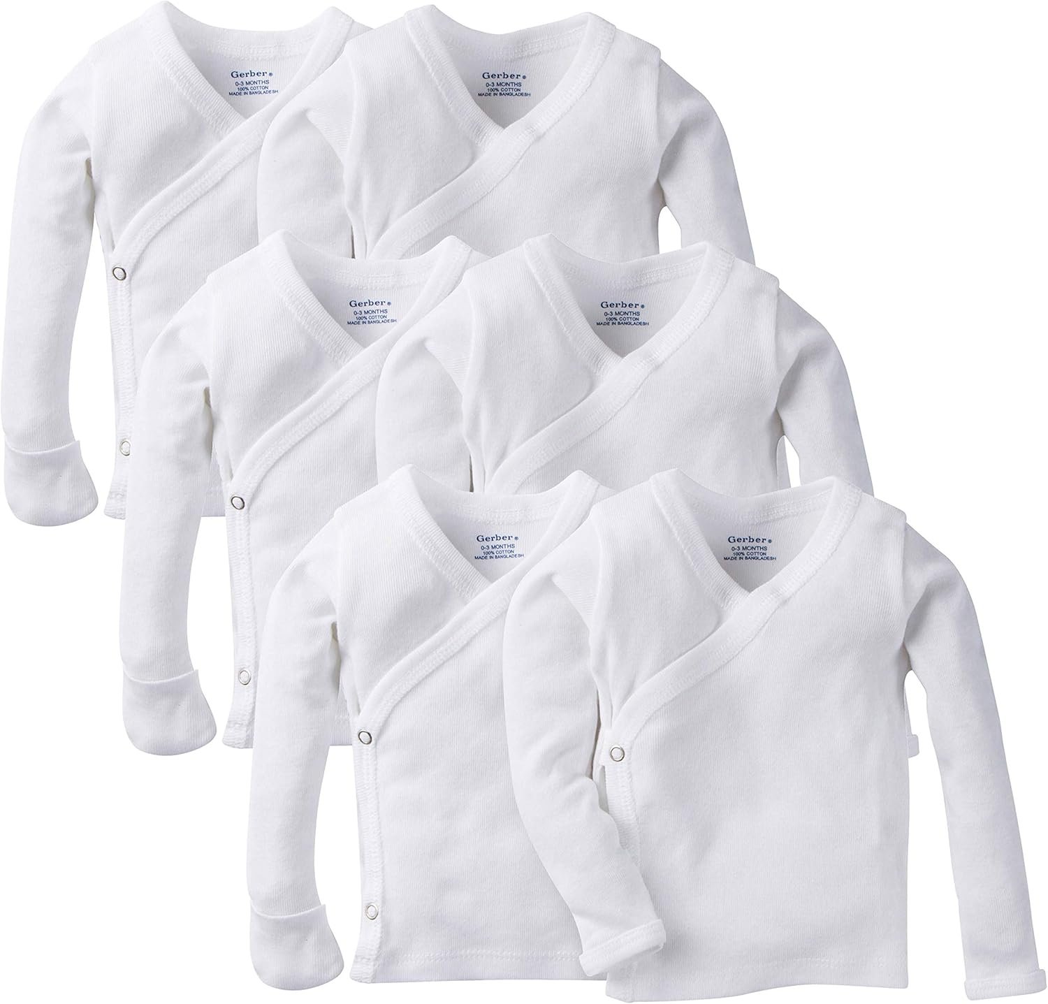 Simplify Baby Dressing: 6-Pack Mitten-Cuff Shirts