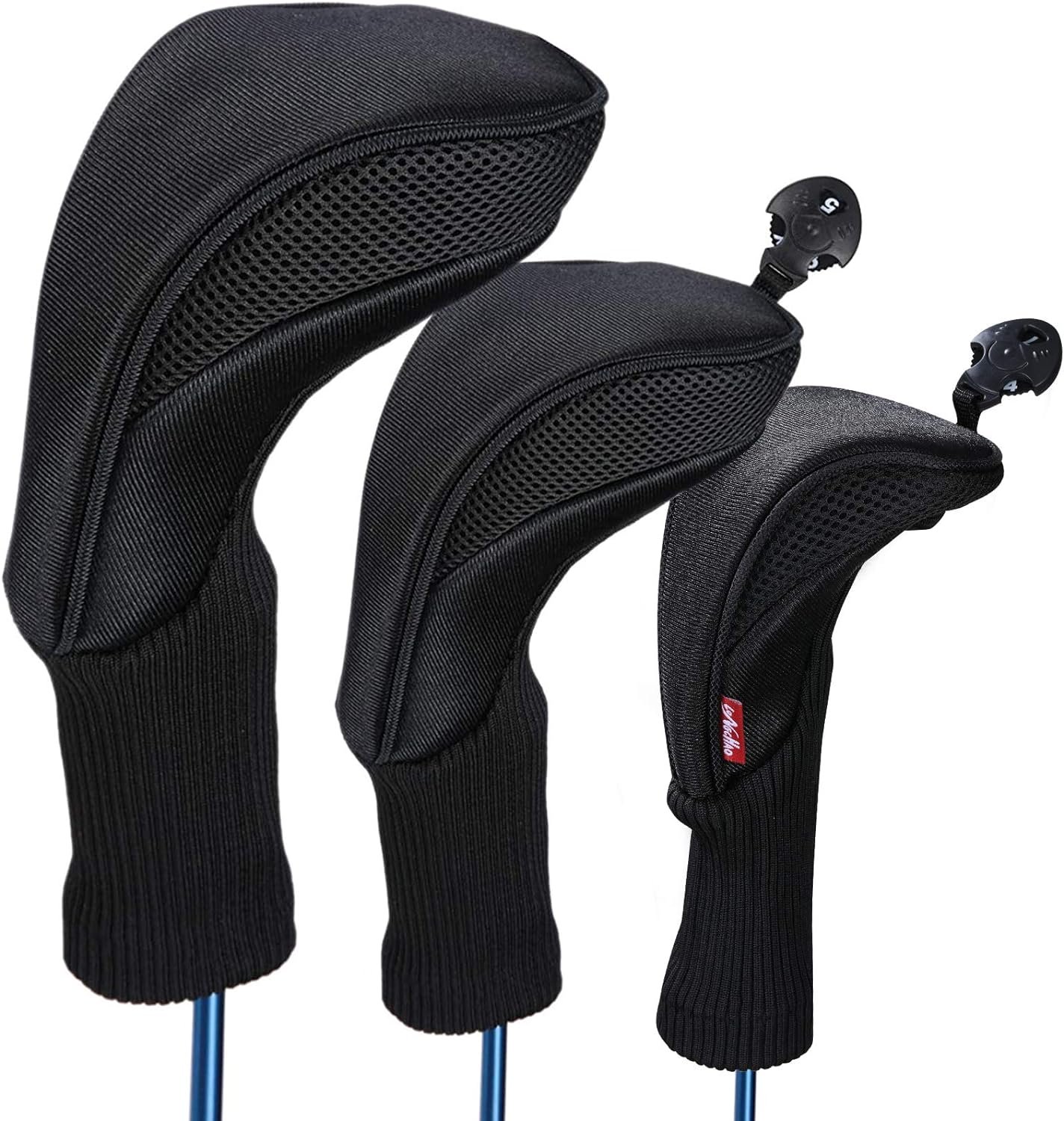 Sleek Black Golf Headcovers: Protect Woods with Style