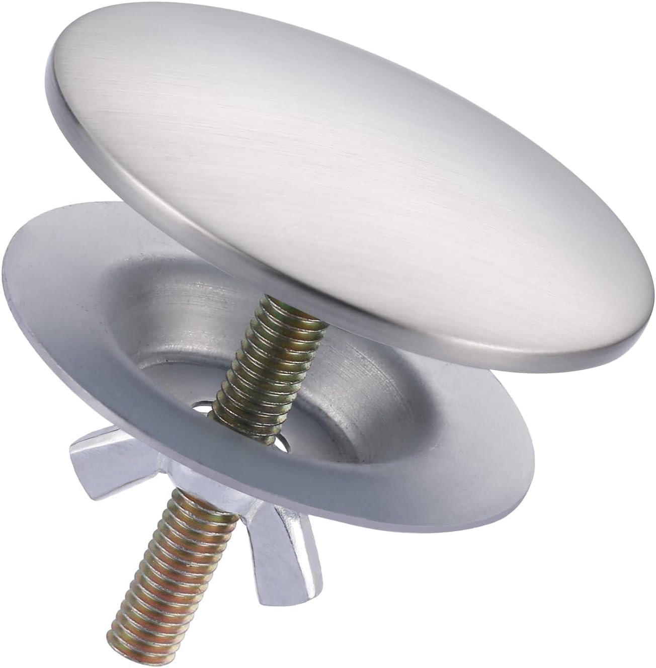 Sleek Brushed Steel Cover Hides Sink Holes Effortlessly