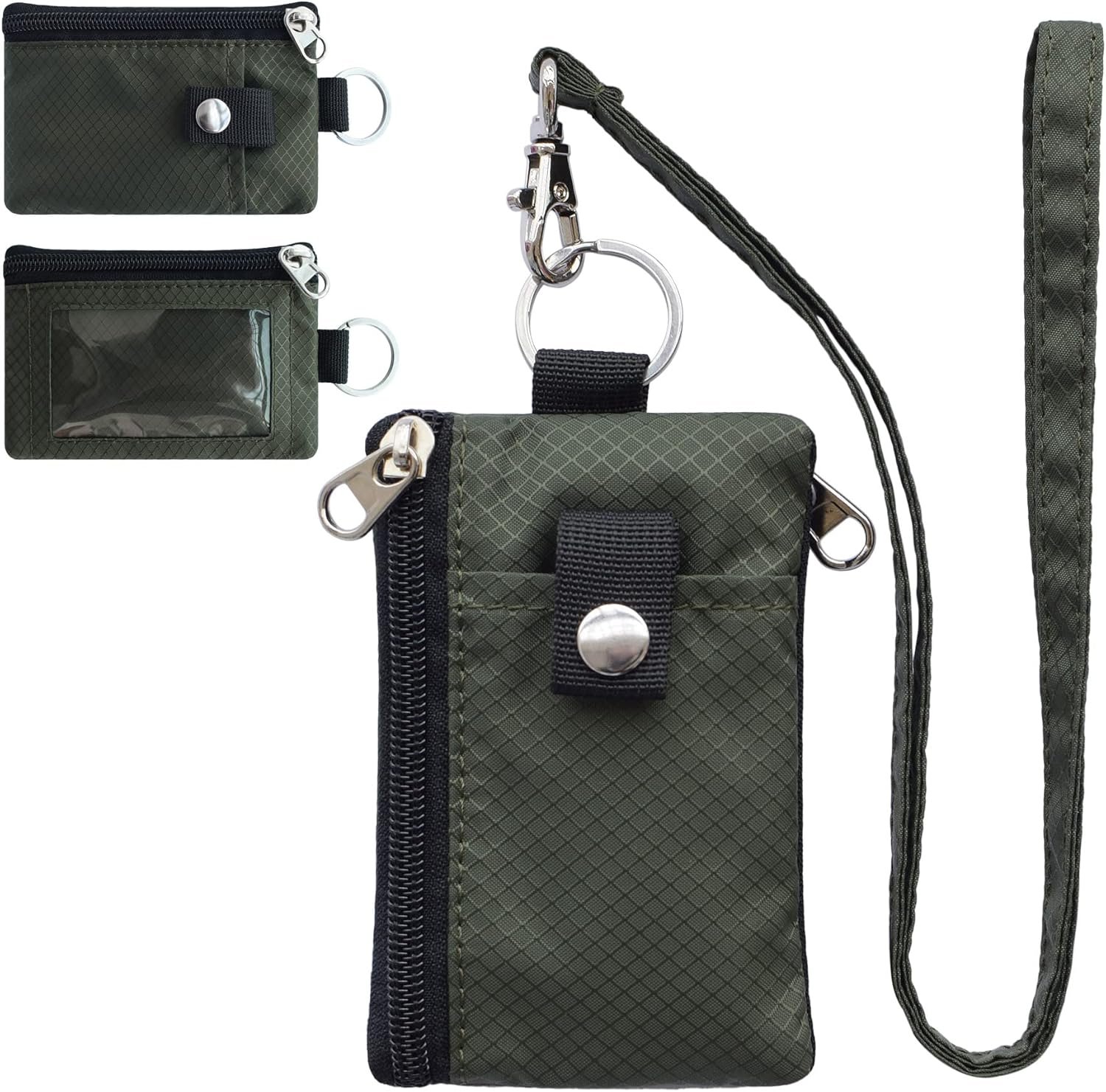 Slim RFID-Blocking Zip Wallet with Lanyard