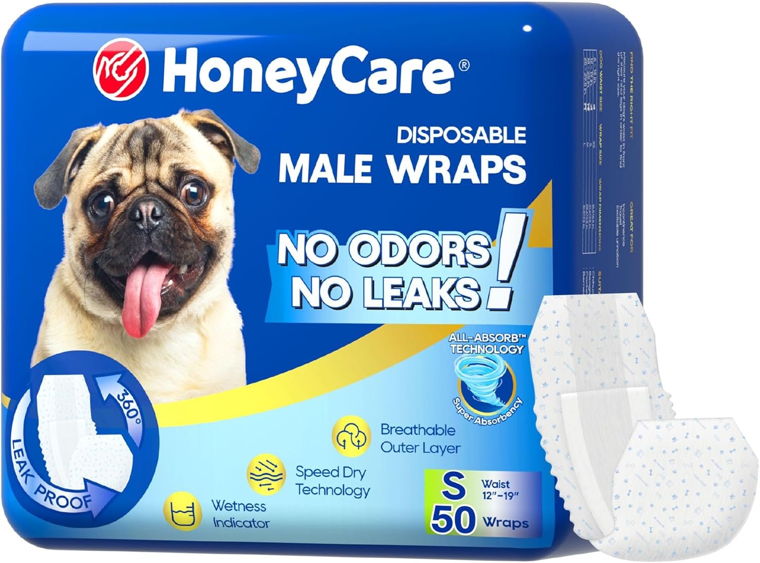 Leak-Proof Wraps Keep Small Male Dogs Dry, 50ct