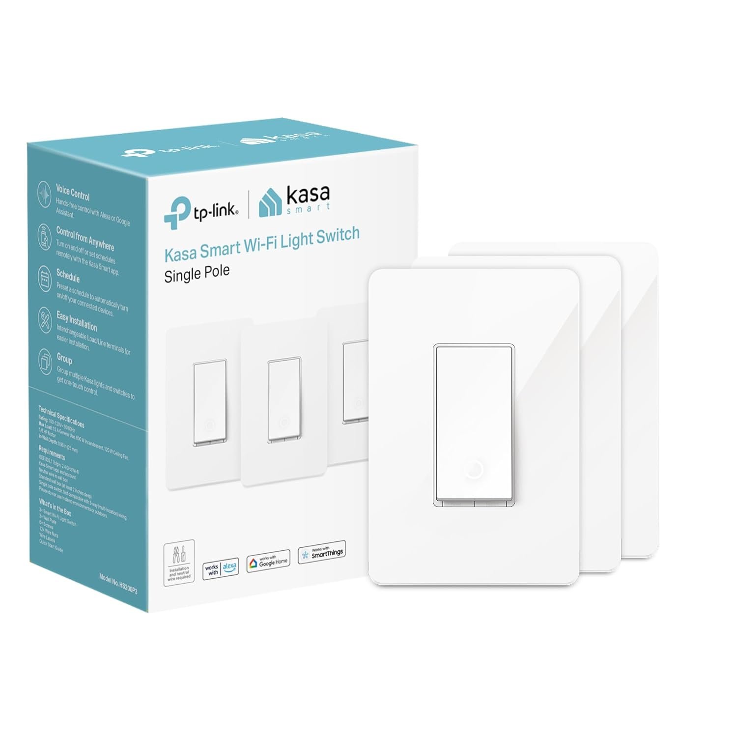 Smart Light Switch with Voice & App Control - 3 Pack