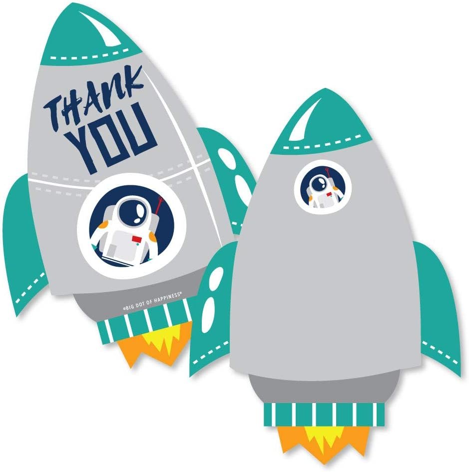 Space Rocket Thank You Cards - 12 Pack