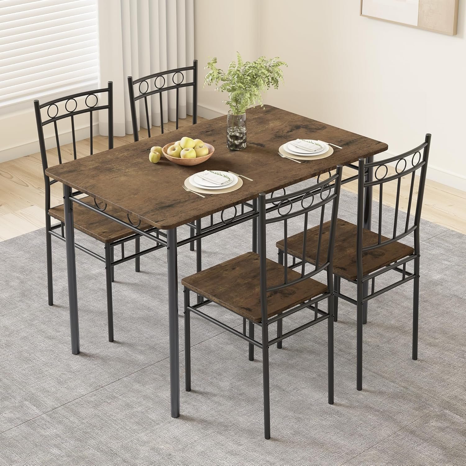 Space-Saving Dining Set for 4 - Perfect for Small Apartments