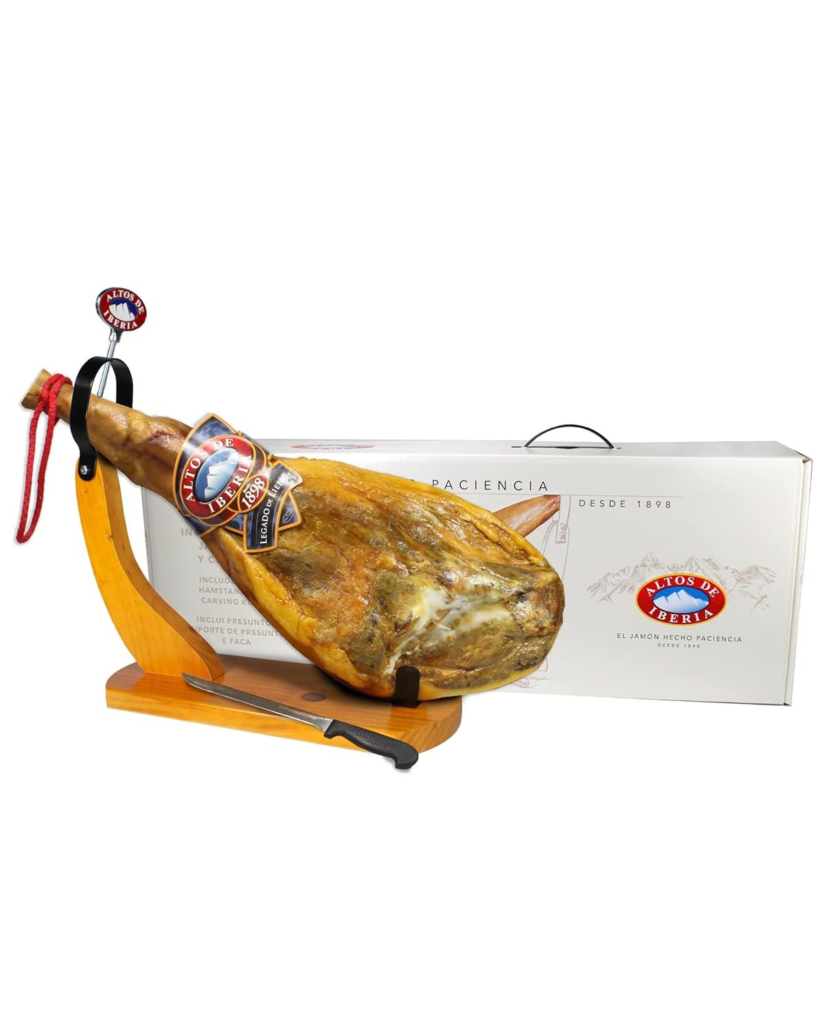 Authentic Spanish Serrano Ham with Knife Set - 14lb Premium Gift