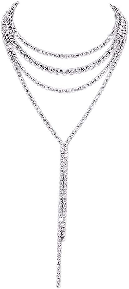 Sparkle & Statement: Rhinestone Tassel Bib Choker