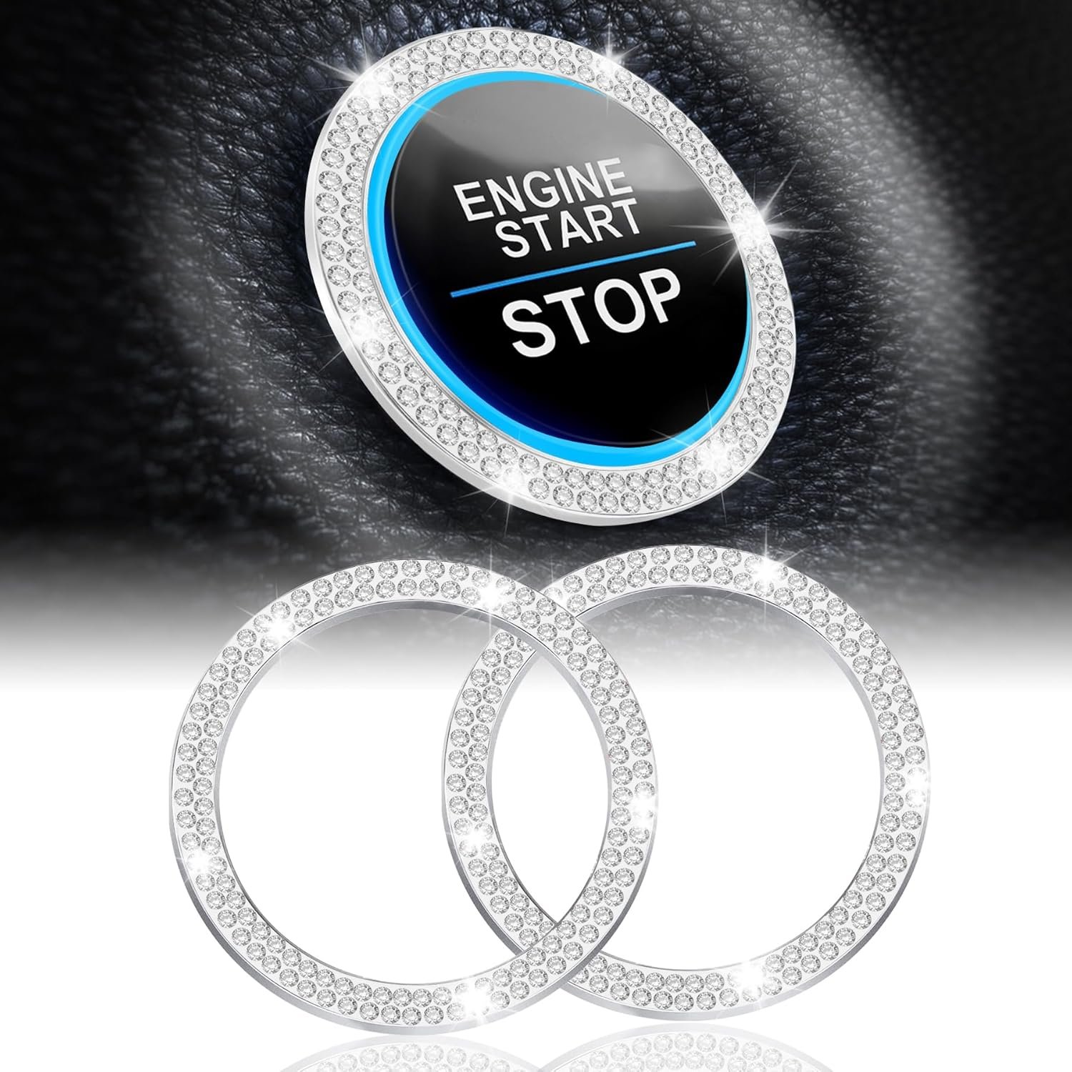 Sparkling Rhinestone Car Button Cover for Women