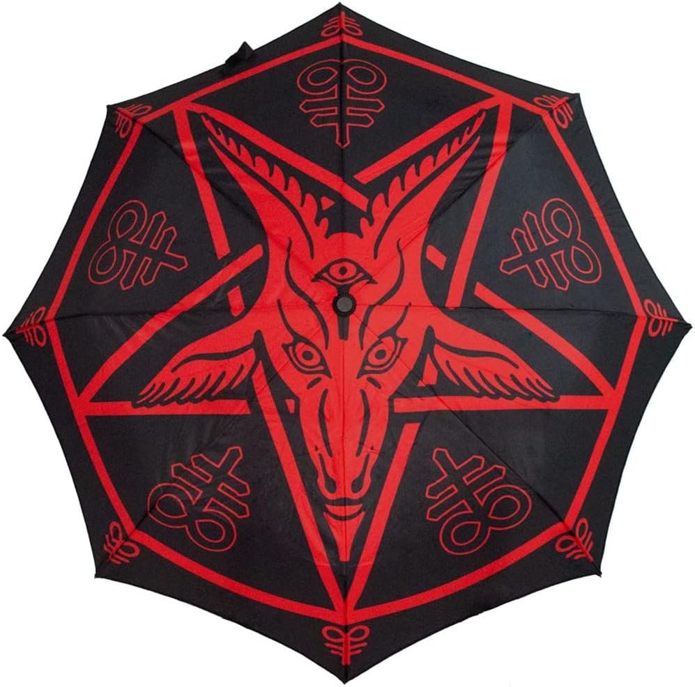 Spooky Satanic Umbrella: Baphomet Protection in Any Weather
