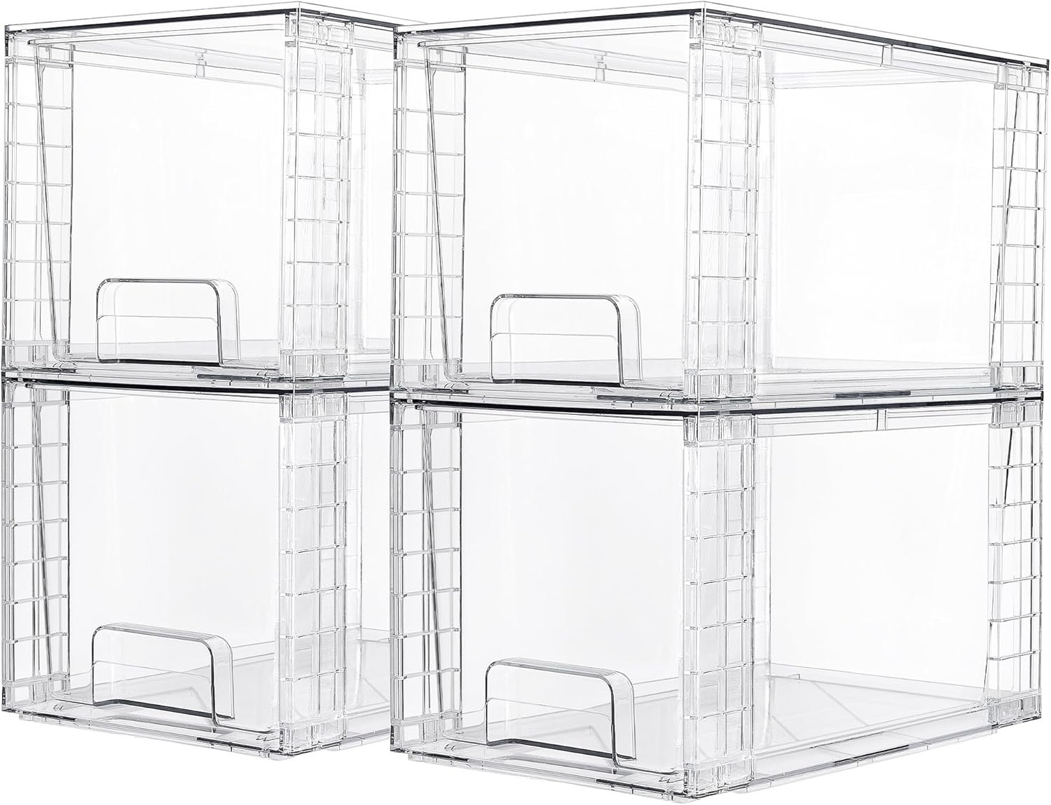Stackable Clear Storage Drawers - 4 Pack Space-Saving Organization Solution