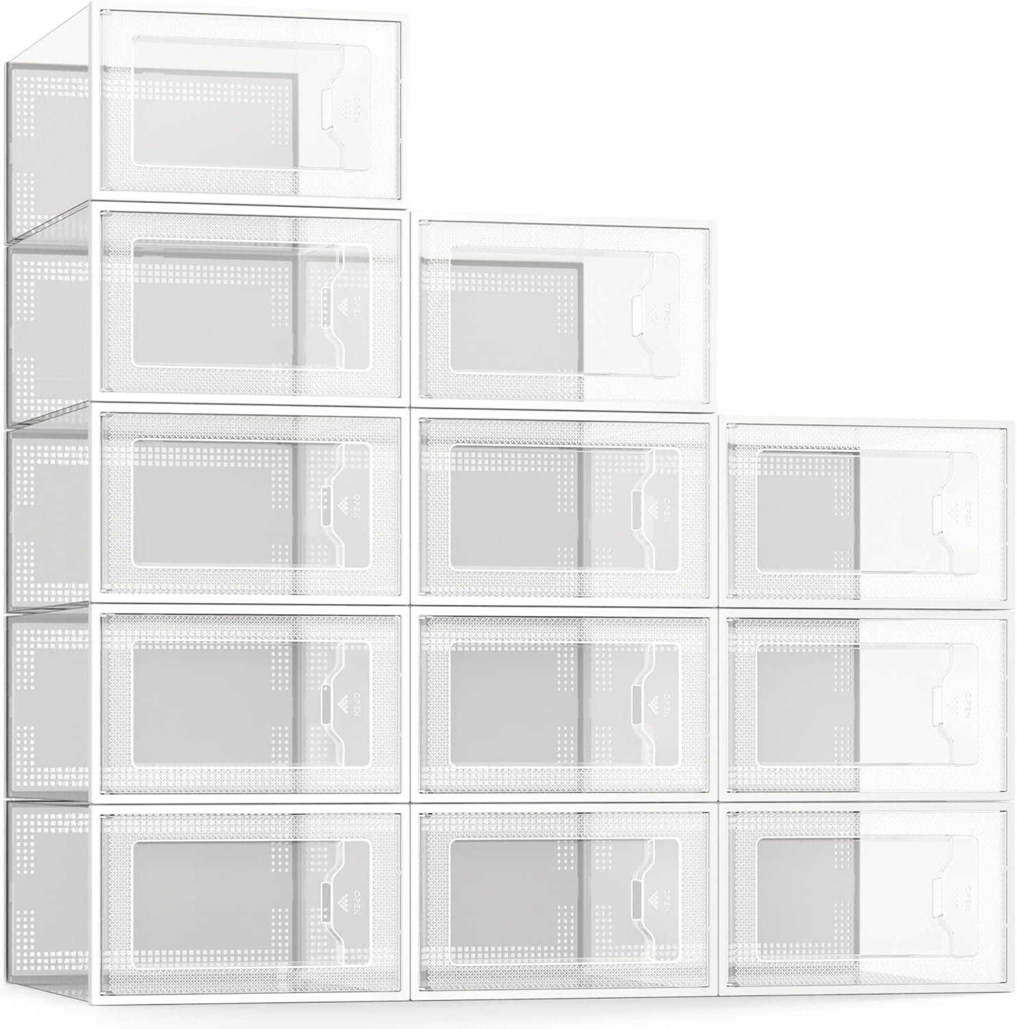 Stackable Shoe Storage Boxes - Clear Organizer for Size 11 Shoes