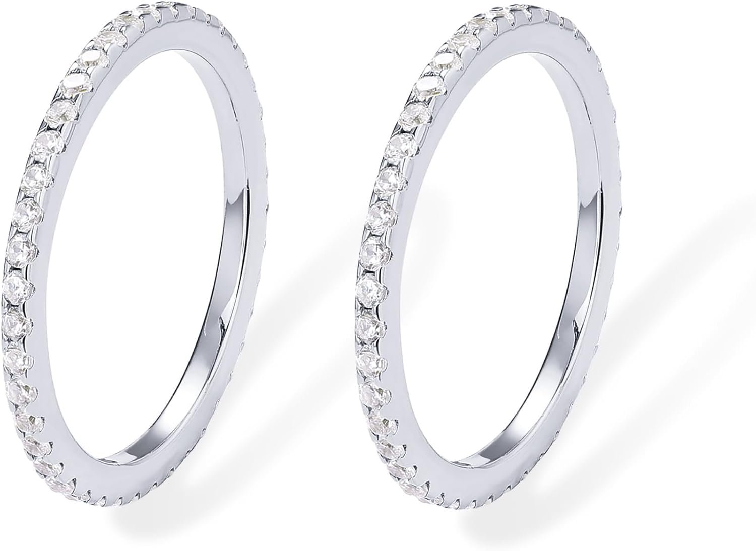 Stackable Elegance: Two Tone Sterling Silver Bands
