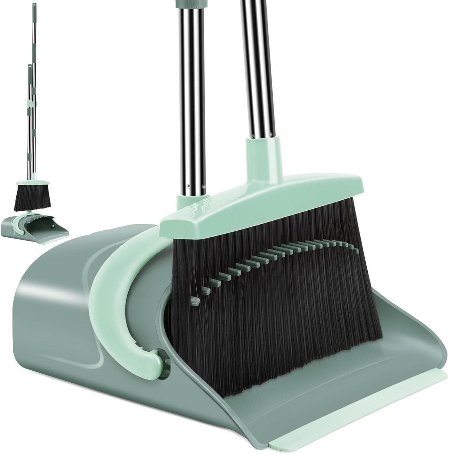 Stand-Up Cleaning: Long-Handle Broom & Dustpan Set