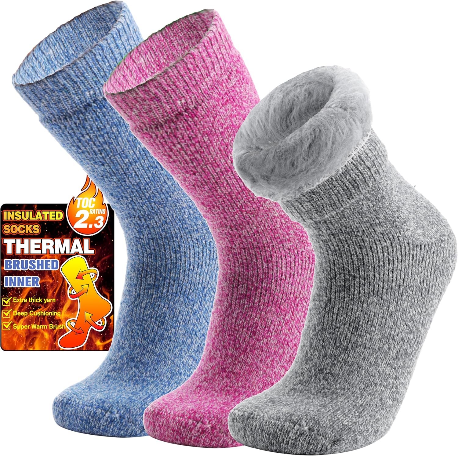 Stay Toasty: 3 Pairs Thick Thermal Socks for Winter