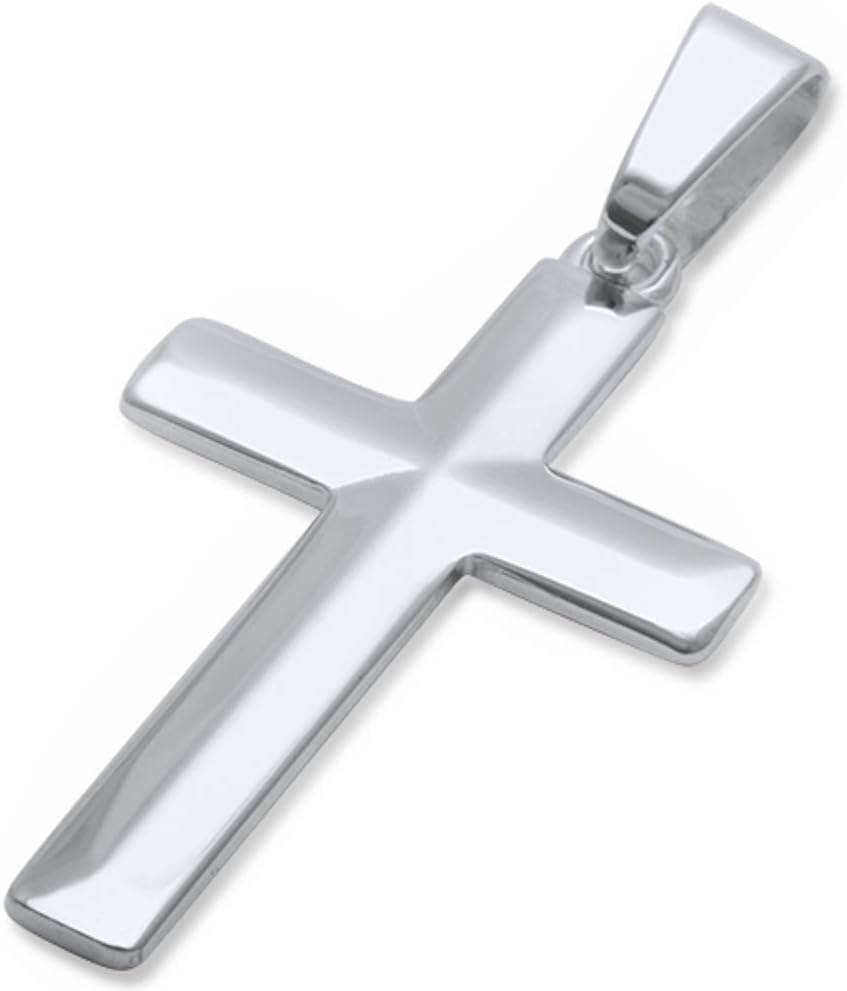 Elegant Sterling Silver Diamond Cut Cross Pendant