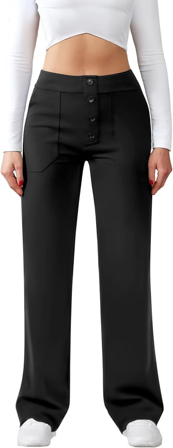 Stretchy High-Waist Work Pants for Effortless Style