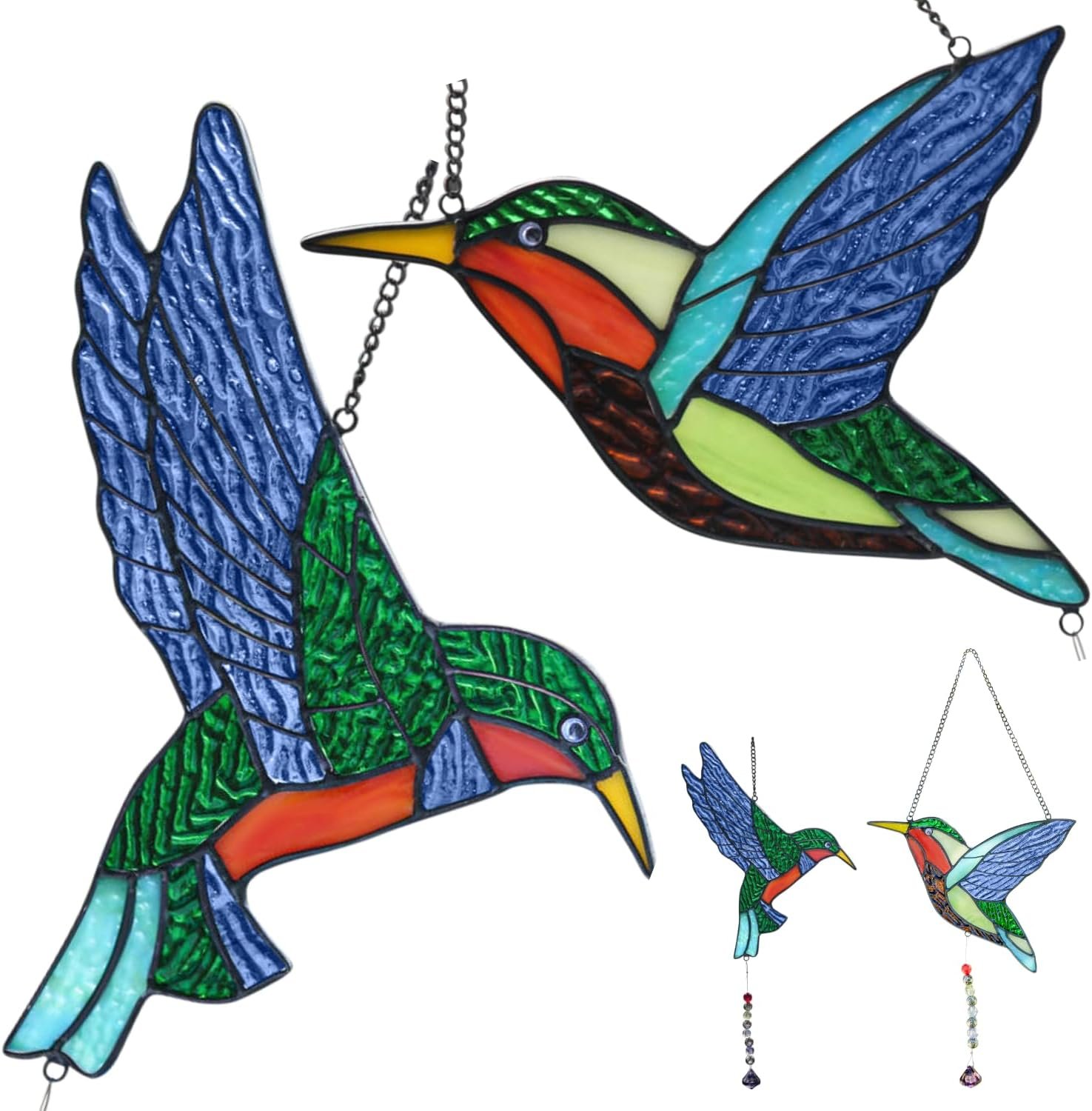 Stunning Stained Glass Hummingbird Window Decor