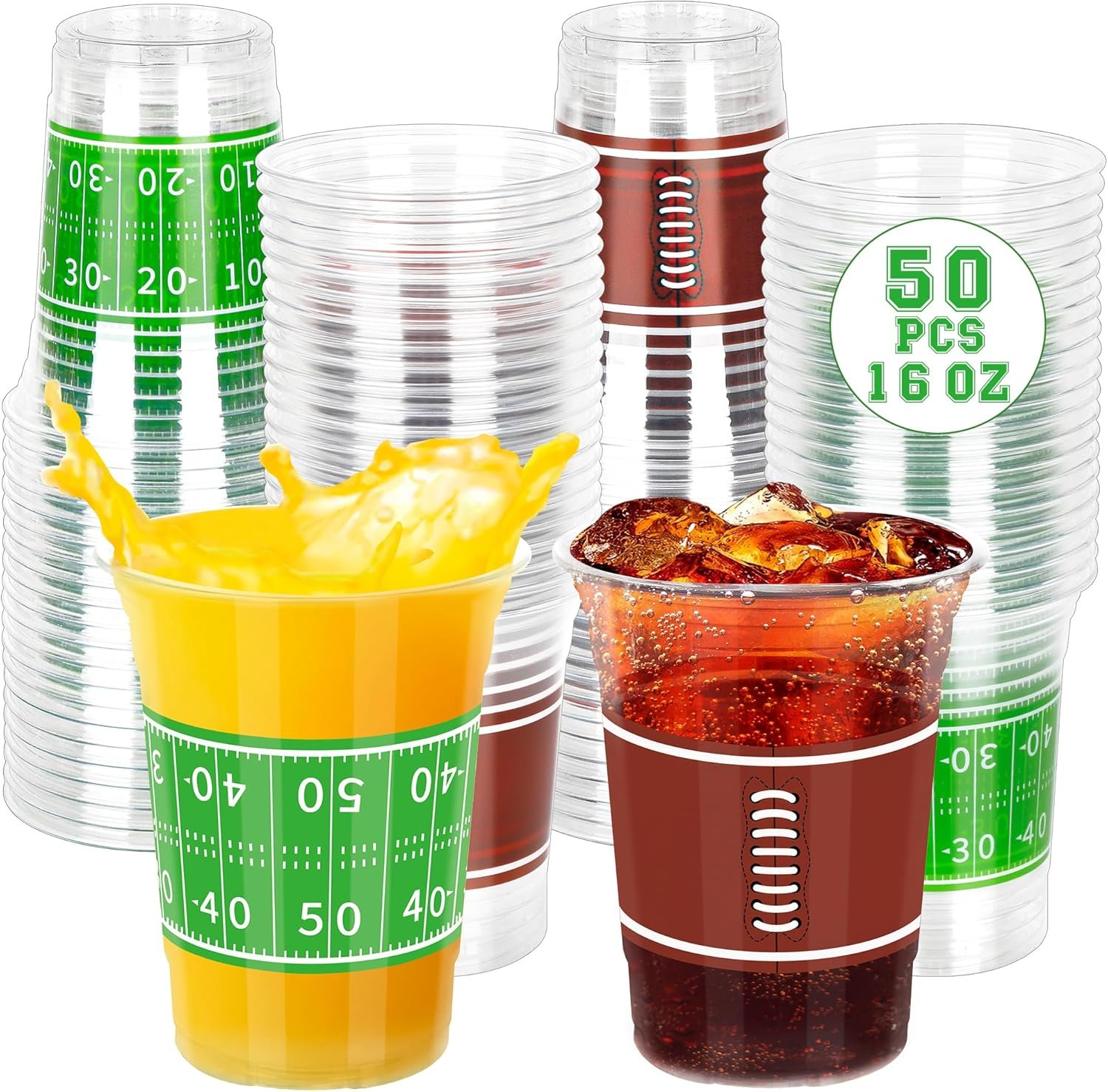Sturdy 16oz Football Cups: 50-Pack for Game Days