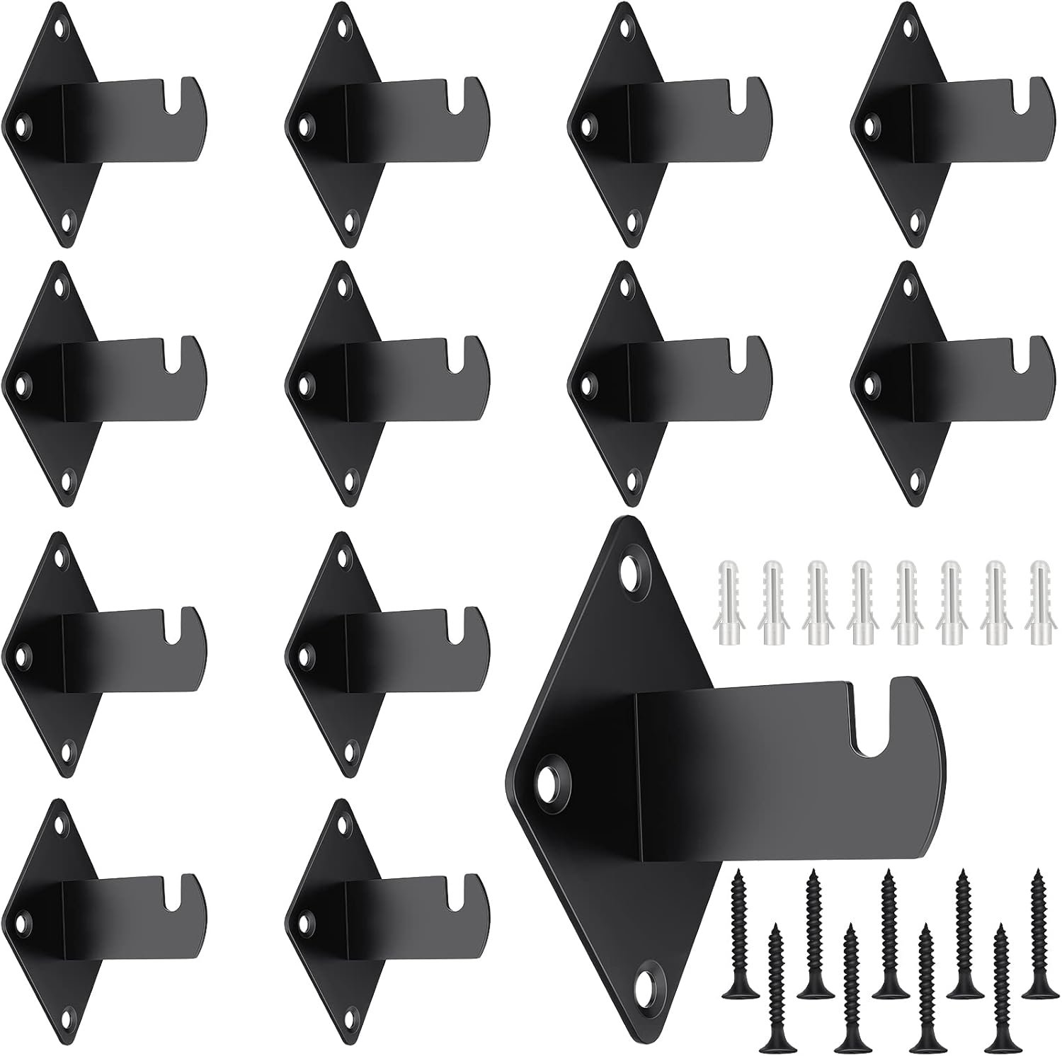 Sturdy Black Gridwall Brackets for Easy Wall Organization (12 Pack)