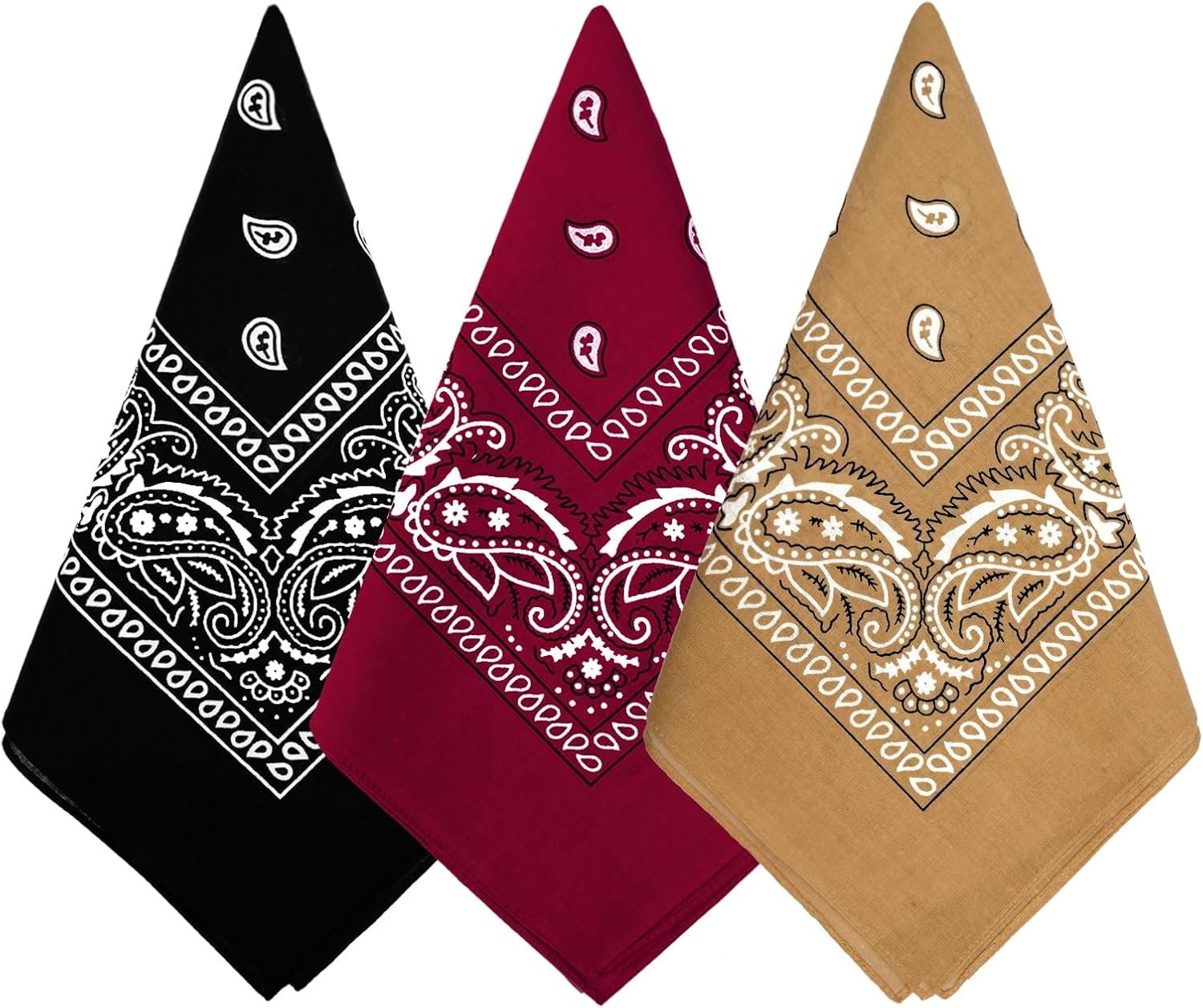 Stylish 3 Pack Paisley Pattern Bandanas