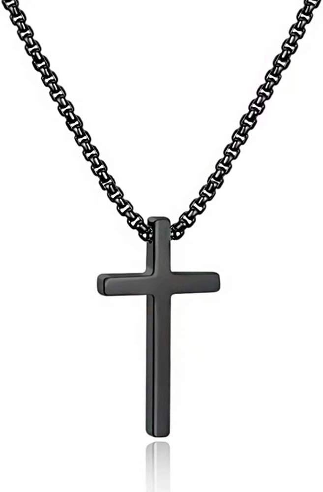 Stylish Cross Necklace for Men in Silver and Black