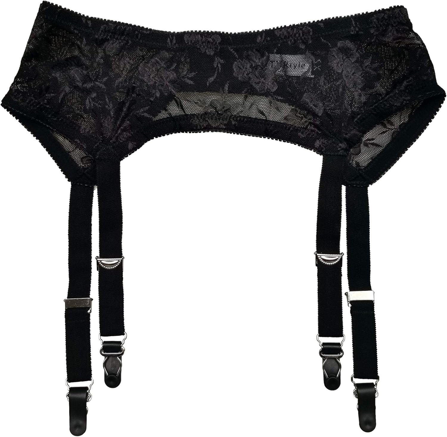 Sultry Black Garter Belt with Vintage Metal Clips