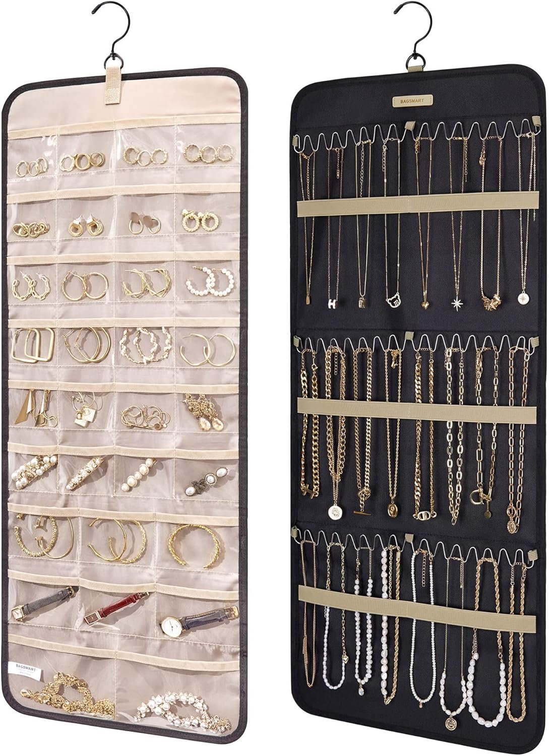 Tangle-Free Hanging Jewelry Organizer Roll