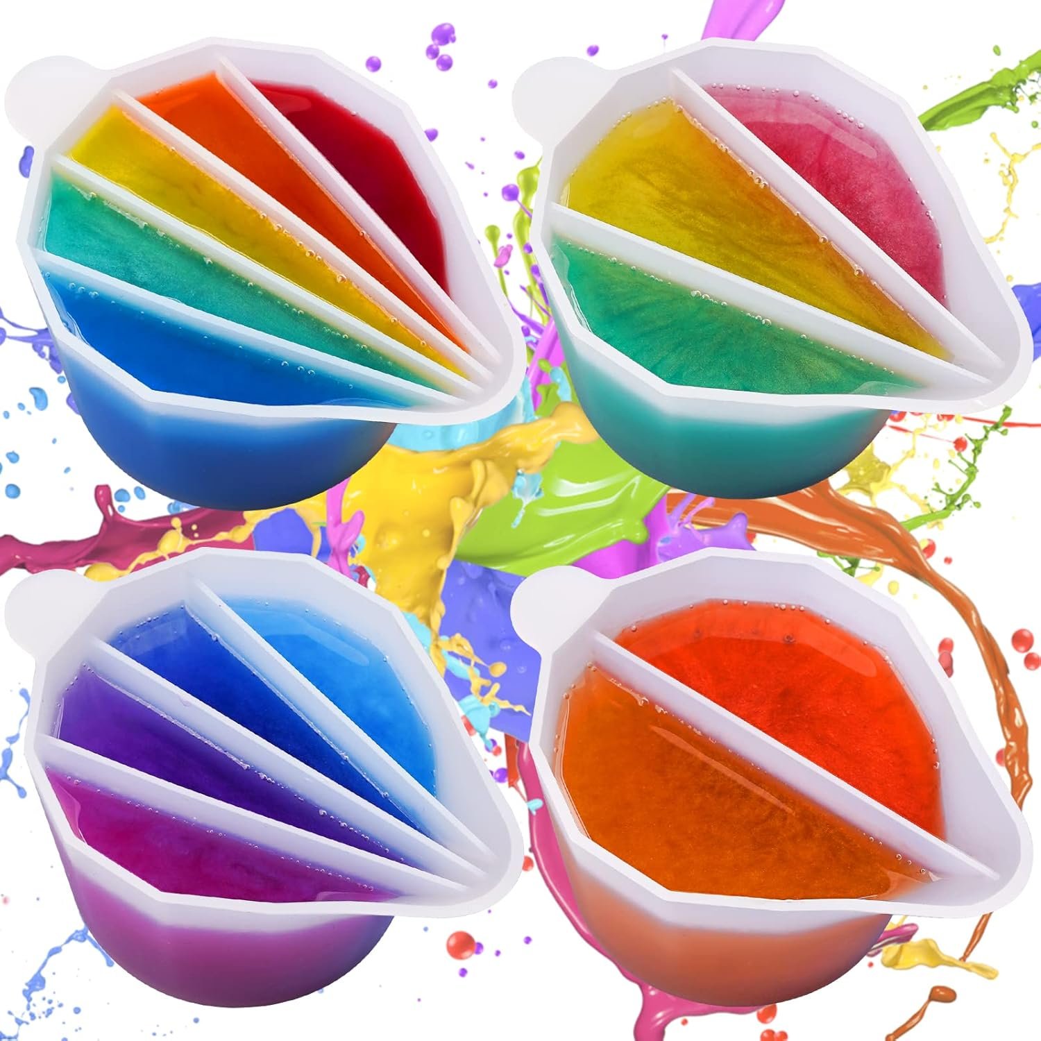 Thick Silicone Split Cups for Mess-Free Resin Mixing - 4 Pack