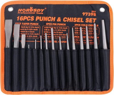 16-Pc Punch & Chisel Set Tackles Metal Jobs Fast