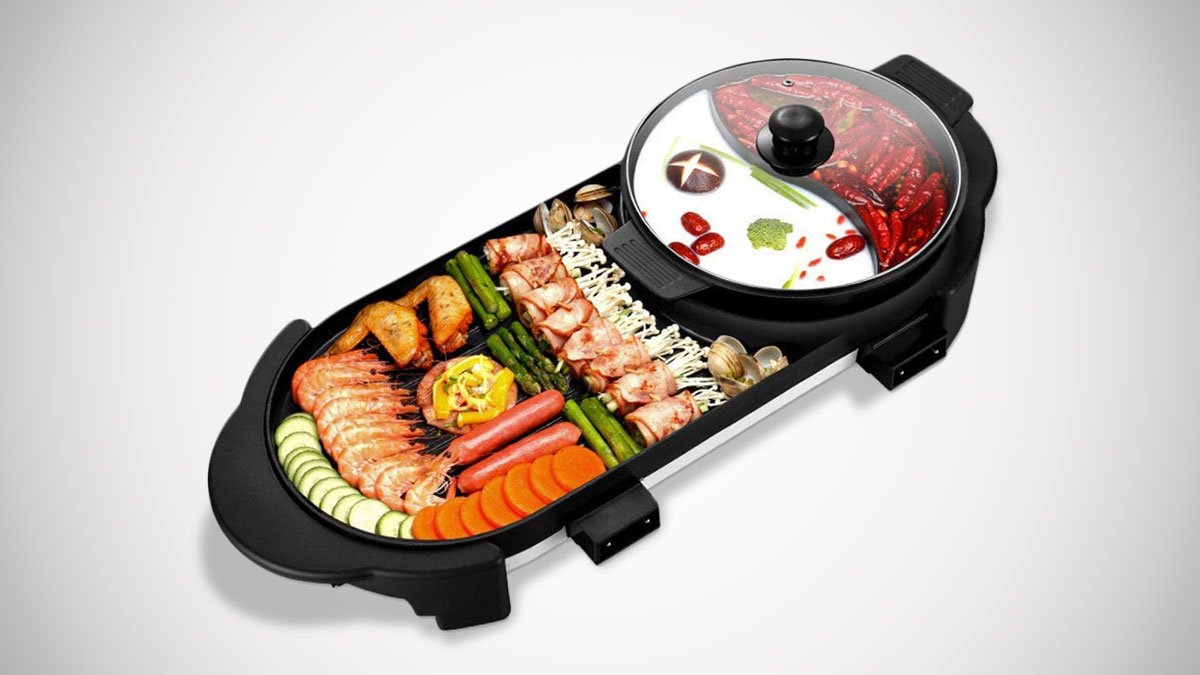 2-in-1 Indoor Electric BBQ Grill & Hot Pot