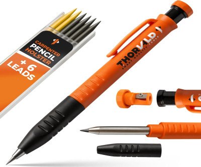 3-in-1 Grip Carpenter Pencil with Leads & Sharpener