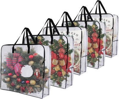 5 Pack Clear Wreath Bags - See Your Holiday Decor Instantly