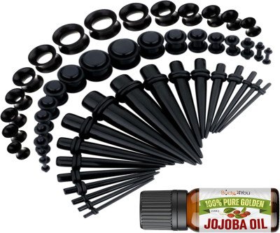 54PC Ear Stretching Kit: 14G-12mm + Jojoba Oil