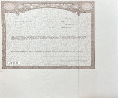 6-Pack Vehicle Origin Documents - Legal MSO/MCO Certificates