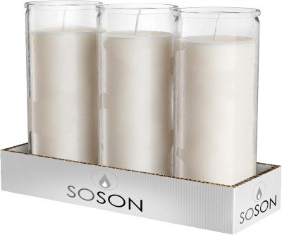 90-Hour 7-Day Prayer Candles Set - 3 Glass Pillars