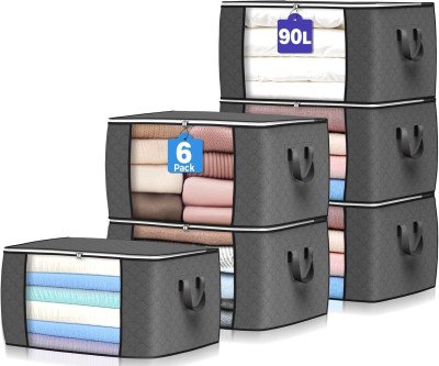 90L Foldable Storage Bags: Tame Closet Clutter (6 Pack)