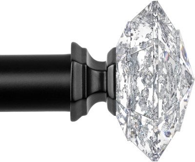 Adjustable Black Curtain Rod with Diamond Finials 32-58